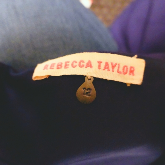 REBECCA TAYLOR Blue Dress with Black Mesh Panels, size 12 - Picture 5 of 6